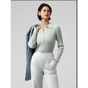 Athleta Sweet Bay Henley Sweater in Coast Grey Size Large